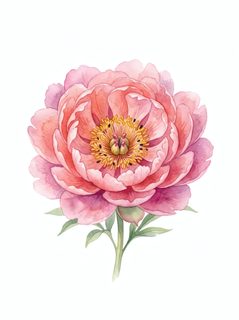 watercolor pink peony