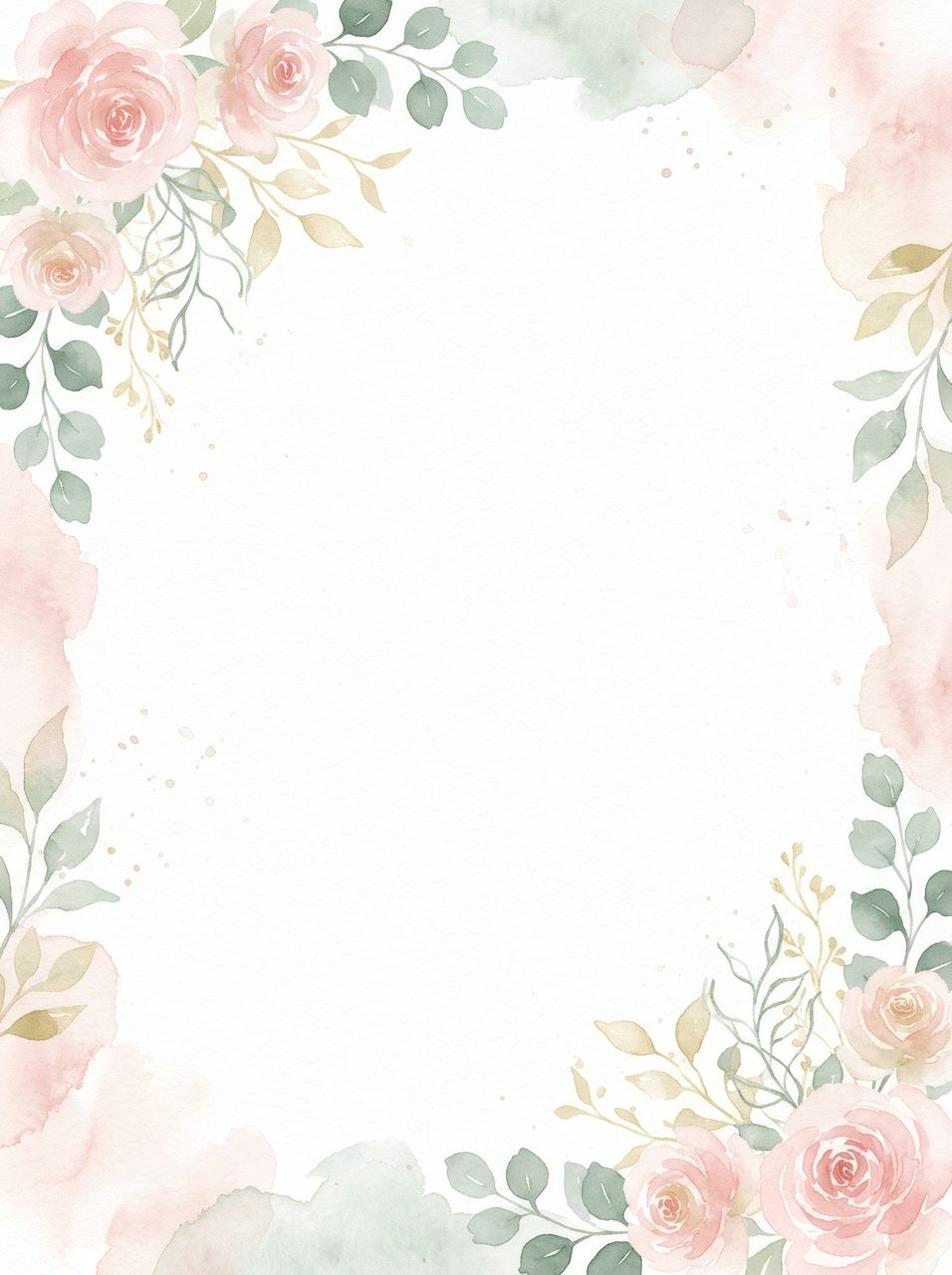 watercolor rose frame