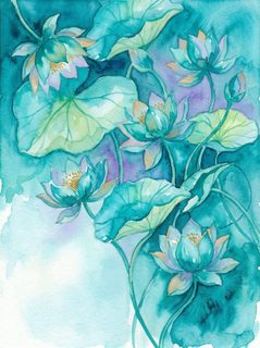 watercolor lotus flowers