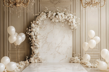 Elegant Wedding Backdrop with Balloons