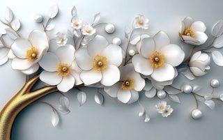 white gold floral