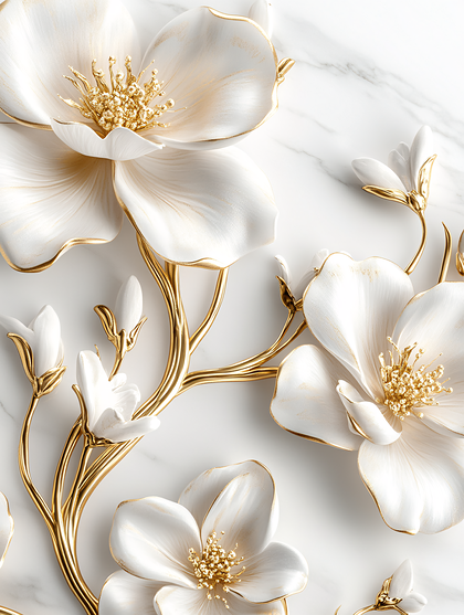 Elegant White and Gold Floral Design