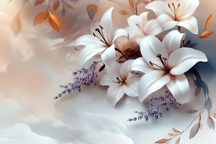 Elegant White Lilies and Lavender Composition