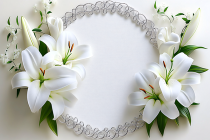 Elegant White Lilies and Silver Frame