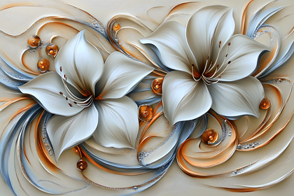 Elegant White Lilies with Abstract Swirls