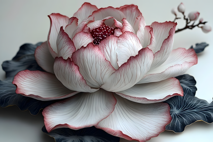 Elegant White Lotus with Crimson Edges