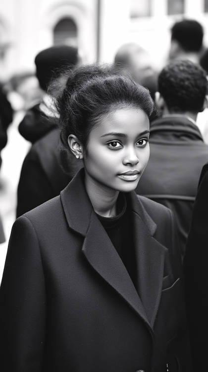 Elegant Woman In Black Coat
