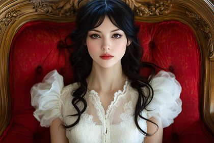 Elegant Woman in Lace Gown