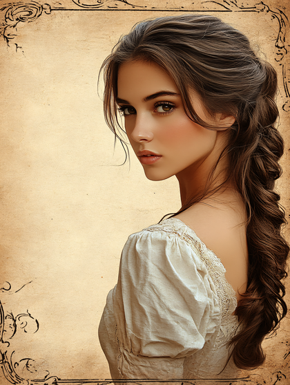 Elegant Woman In Vintage Attire