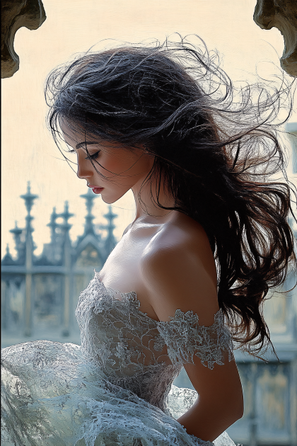 Elegant Woman In White Dress