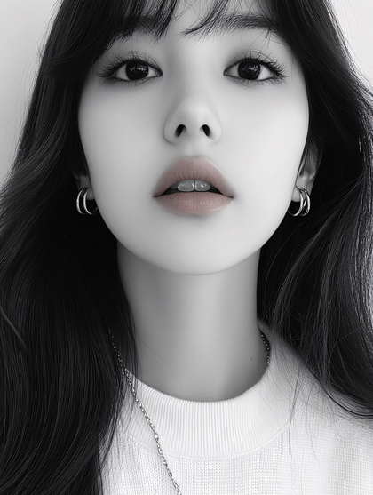 Elegant Woman Portrait with Silver Hoops