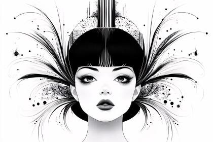 Elegant Woman with Abstract Flair