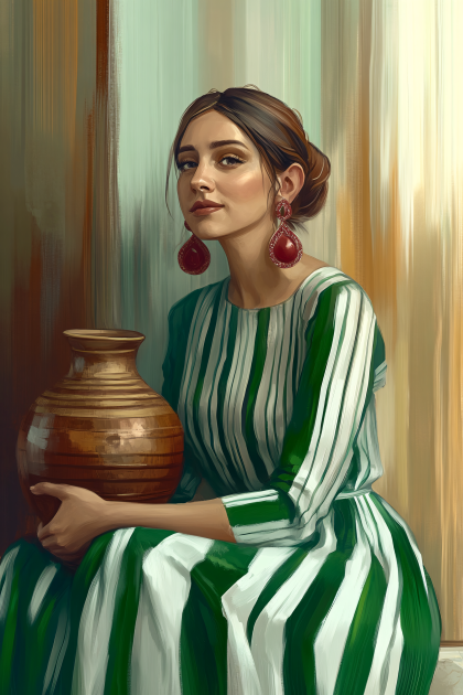 Elegant Woman with Earthenware Pot