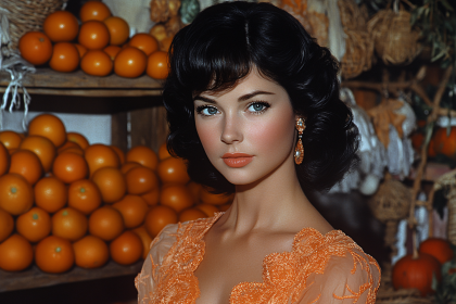 Elegant Woman with Oranges
