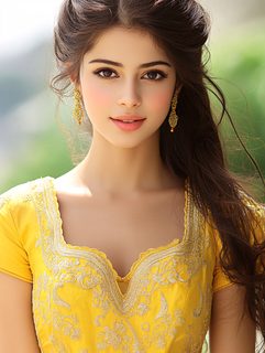 Elegant Young Woman in Yellow Dress
