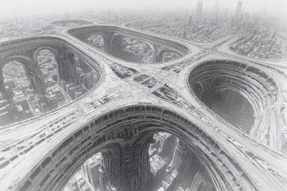 Elevated Cityscape Intersection