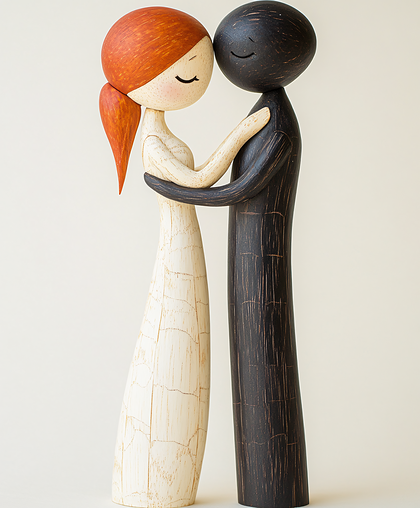 Embracing Wooden Figurines