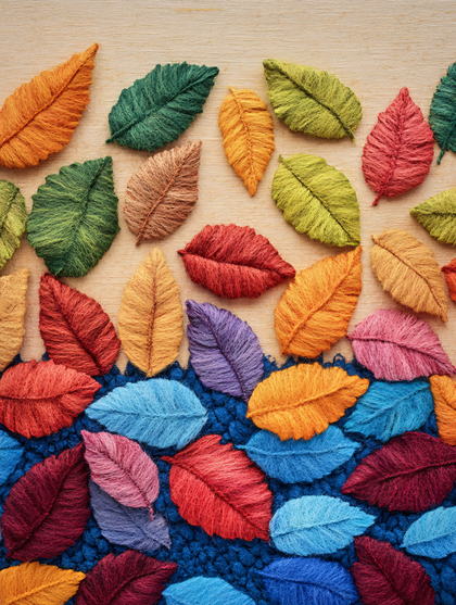 Embroidered Colorful Fall Leaves