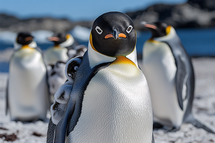 Emperor Penguin Parent With Chick