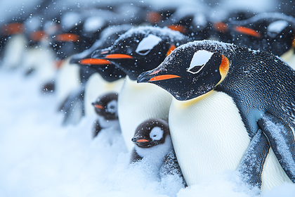Emperor Penguins in Snow