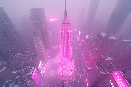 Empire State Building in Pink Fog