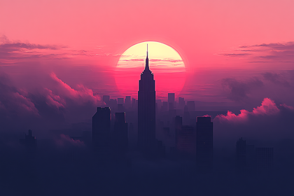 Empire State Building Silhouette at Sunset