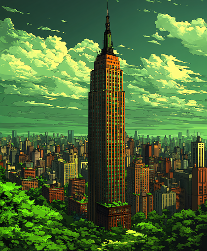 Empire State Building With Green Sky