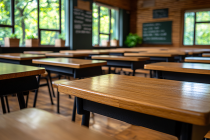 Empty Classroom Desks