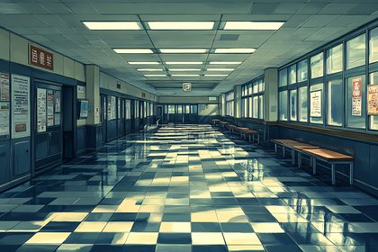 Empty School Hallway
