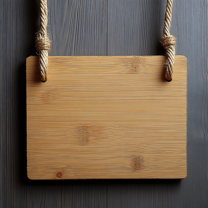 Empty Wooden Sign With Rope