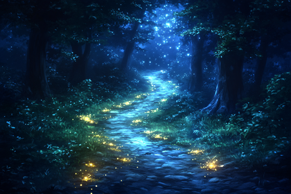 Enchanted Forest Path at Night