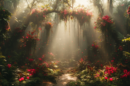 Enchanted Forest Path With Floral Archway