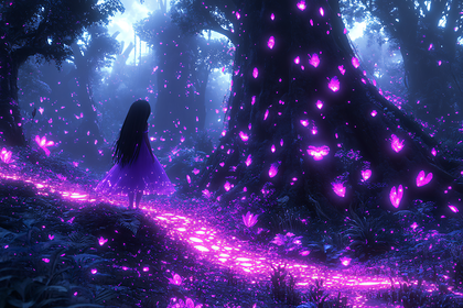 Enchanted Forest Path With Girl