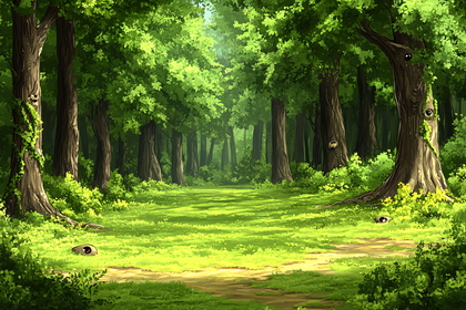 Enchanted Forest Path with Googly Eyes
