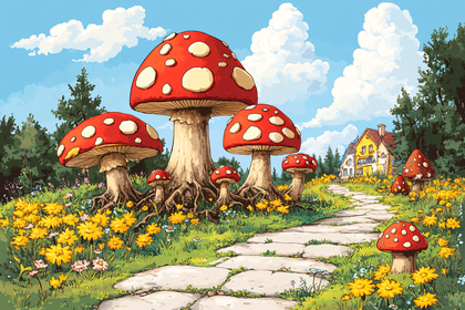Enchanted Mushroom Garden Path