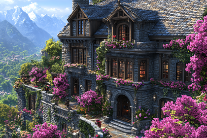 Enchanted Stone House with Bougainvillea