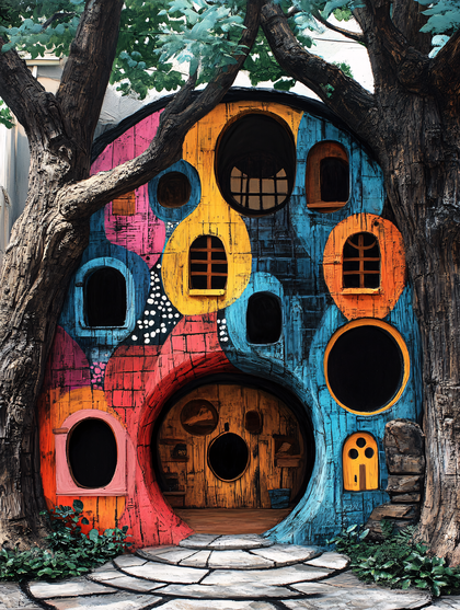 Enchanting Colorful Treehouse Dwelling
