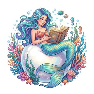 mermaid reading book