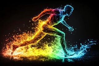 Energetic Runner In A Splash Of Colors