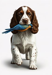 spaniel with bird