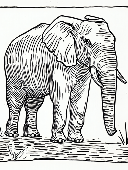 Engraved Elephant Illustration