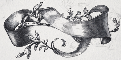 Engraved Ribbon Banner with Foliage