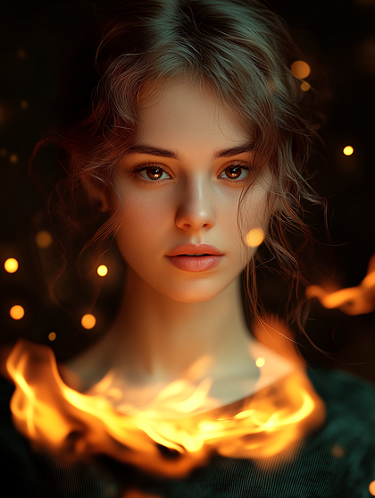Enigmatic Woman in Flame