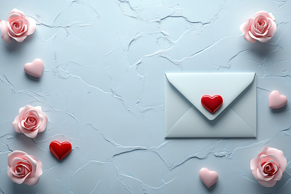 Envelope With Hearts and Roses