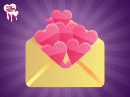 Envelope With Hearts Free Vector
