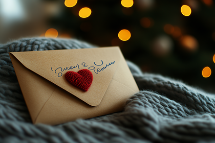 Envelope with Knitted Heart