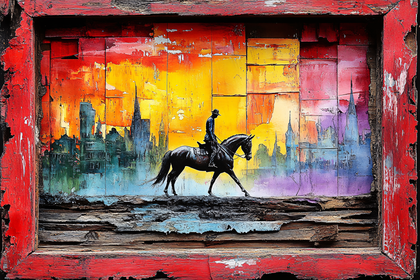 Equestrian Silhouette Cityscape