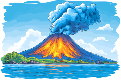 Erupting Coastal Volcano