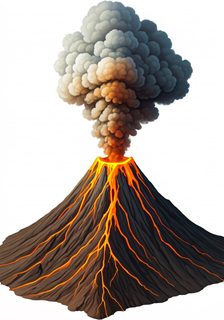 erupting volcanic mountain