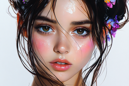 Ethereal Beauty with Floral Adornment